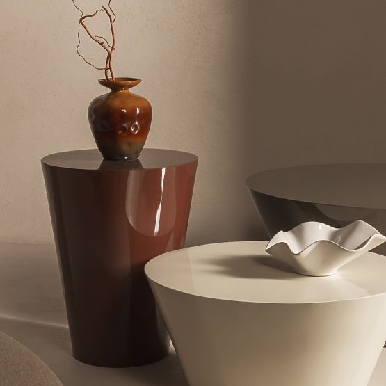 Konferenční stolek Eclipso, 60 cm, krémově bílý, lesklý