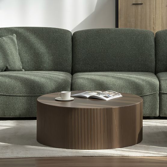 Konferenční stolek Ermanno, 90 cm, mocha, rýhovaný