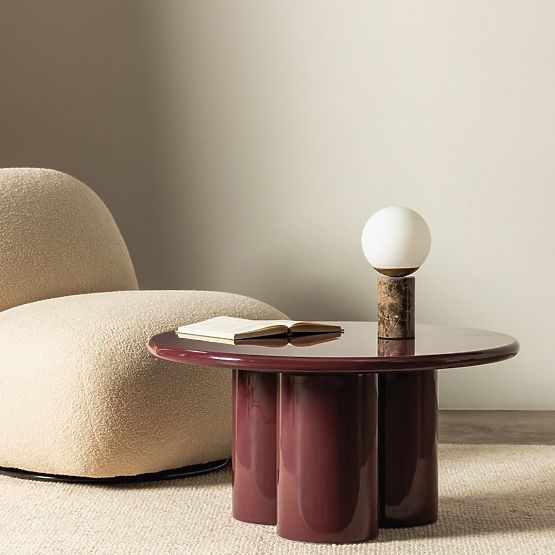 Konferenční stolek Everett 80 cm, burgund, lesklý