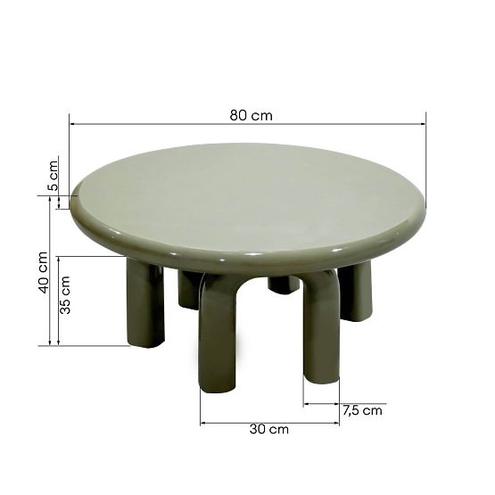 Konferenční stolek Flambe 80 cm, zelený/šedý, lesklý