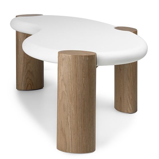 Konferenční stolek Floe 125 cm, bílý/ořech