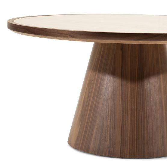 Konferenční stolek Kyoto 80 cm, kulatý, travertin/ořech