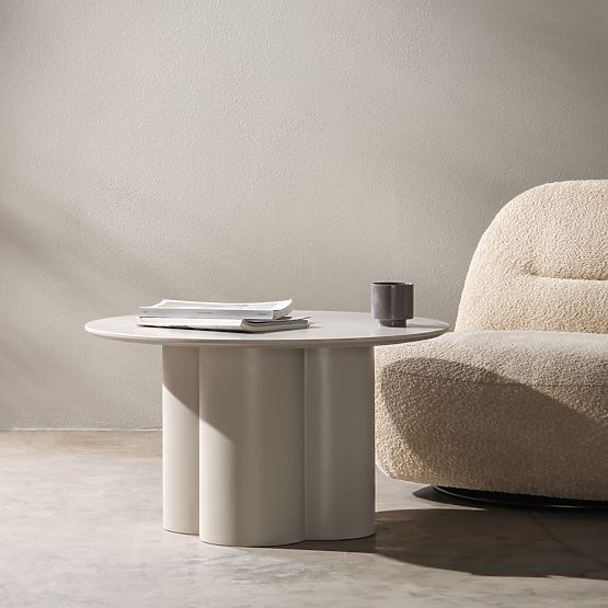 Konferenční stolek Lazaro 80 cm, kulatý, šedobéžový