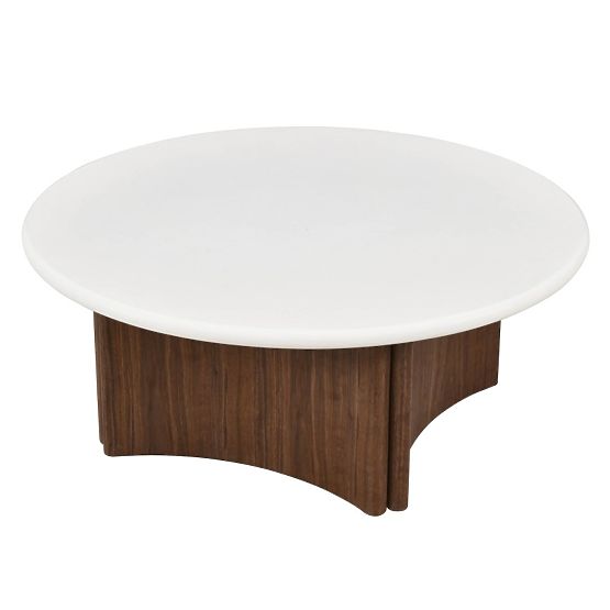 Konferenční stolek Marlo 80 cm, krémově bílý/ořech, mikrocement