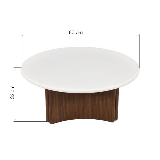 Konferenční stolek Marlo 80 cm, krémově bílý/ořech, mikrocement
