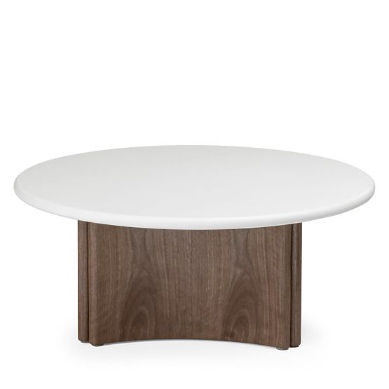 Konferenční stolek Marlo 80 cm, krémově bílý/ořech, mikrocement