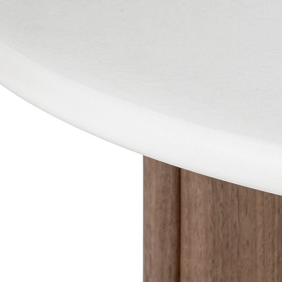 Konferenční stolek Marlo 80 cm, krémově bílý/ořech, mikrocement