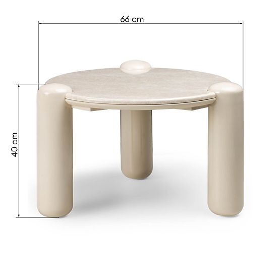 Konferenční stolek Noemi 66 cm, světle béžový/mramor, lesklý