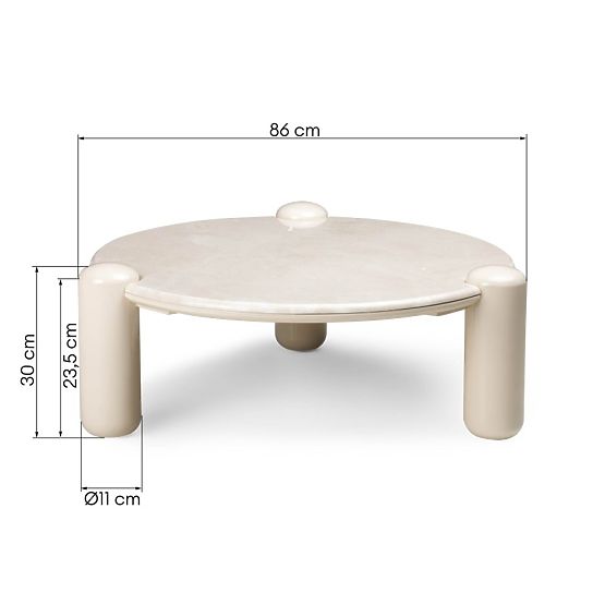 Konferenční stolek Noemi 86 cm, světle béžový/mramor, lesklý