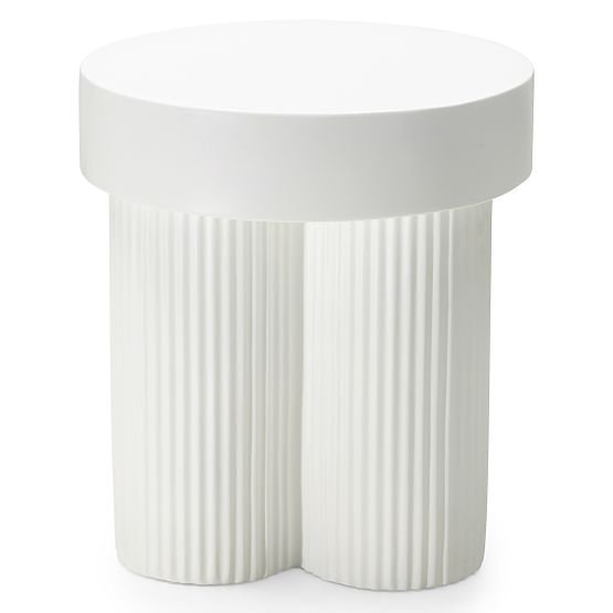 Konferenční stolek Salerno 45 cm, kulatý, bílý, s drážkováním