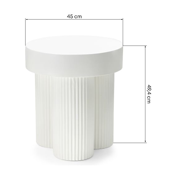 Konferenční stolek Salerno 45 cm, kulatý, bílý, s drážkováním