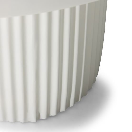 Konferenční stolek Salerno 70 cm, kulatý, bílý, rýhovaný