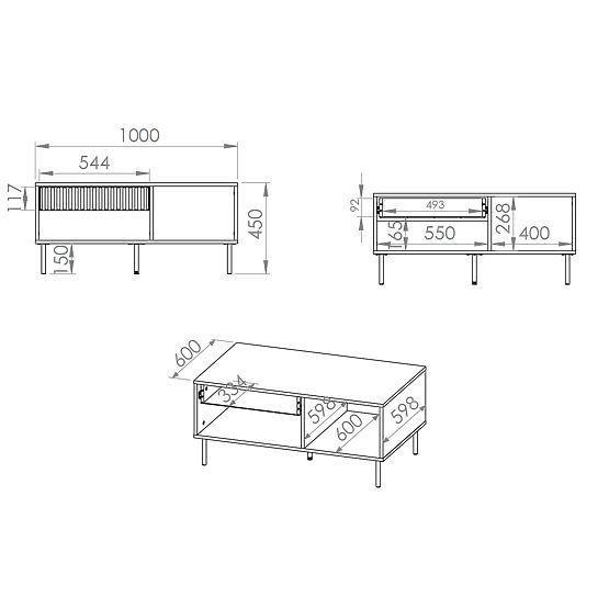 Konferenční stolek s úložným prostorem - Sophie - béžový
