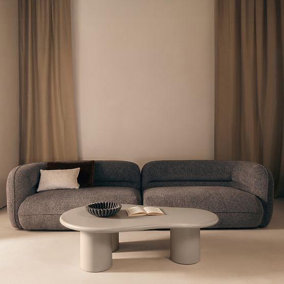 Konferenční stolek Sucre tmavě béžový, matný, oblý tvar