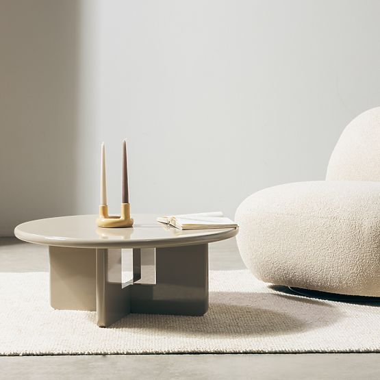 Konferenční stolek Vinto 80 cm, béžový, lesklý