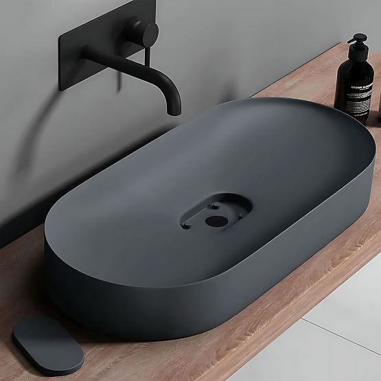 Konglomerátové umyvadlo IRIS 71 CM šedý mat