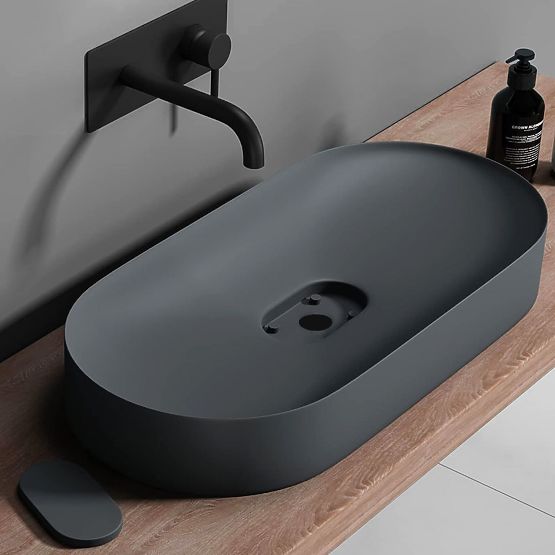 Konglomerátové umyvadlo IRIS 71 CM šedý mat