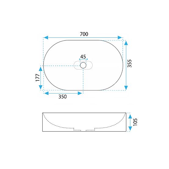 Konglomerátové umyvadlo IRIS 71 CM šedý mat