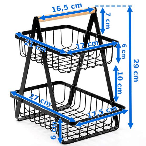 Koš na ovoce PULOS 2 úrovně černý