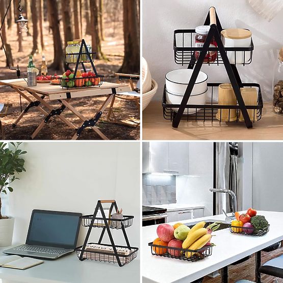 Koš na ovoce PULOS 2 úrovně černý