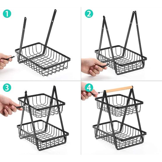 Koš na ovoce PULOS 2 úrovně černý