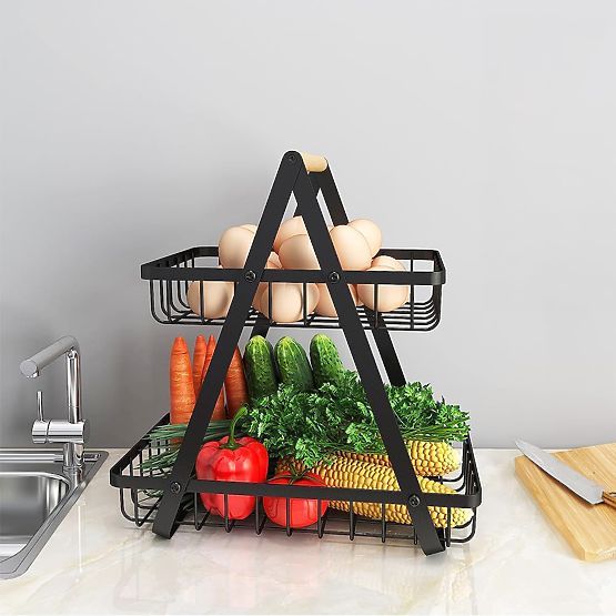 Koš na ovoce PULOS 2 úrovně černý