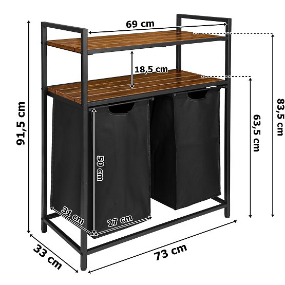 Koš na prádlo s policemi 2 komory MIRUN