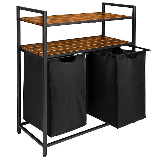 Koš na prádlo s policemi 2 komory MIRUN