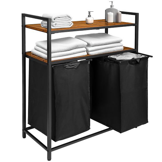 Koš na prádlo s policemi 2 komory MIRUN