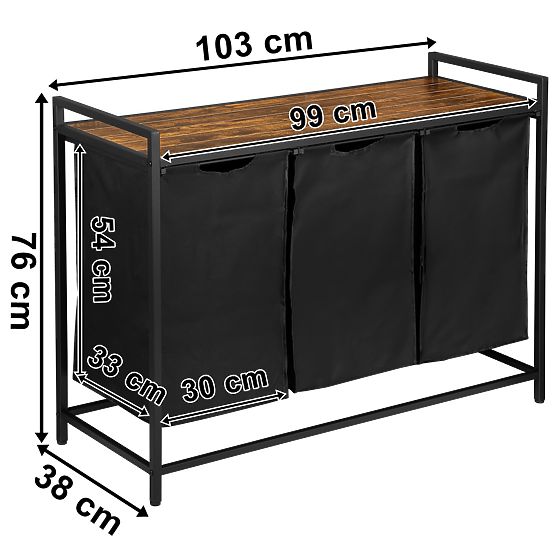 Koš na prádlo s policí 3 komory ARTUS