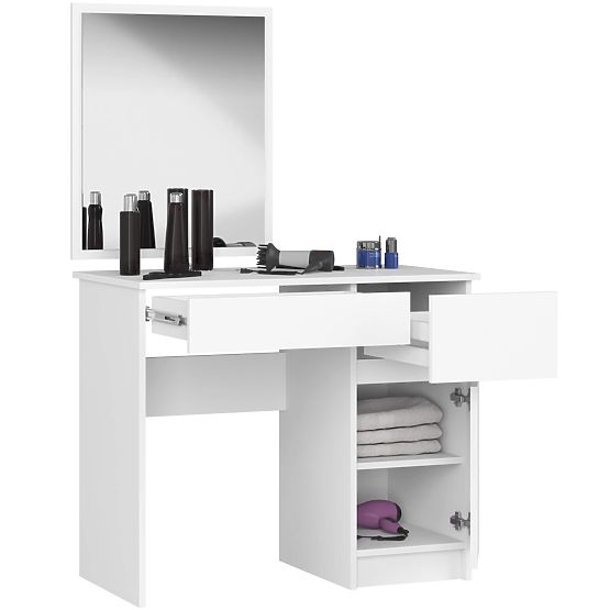 KOSMETICKÝ TOALETNÍ STOLEK S ZRCADLEM P-2/SL 500x600 PRAVÝ PK BÍLÝ