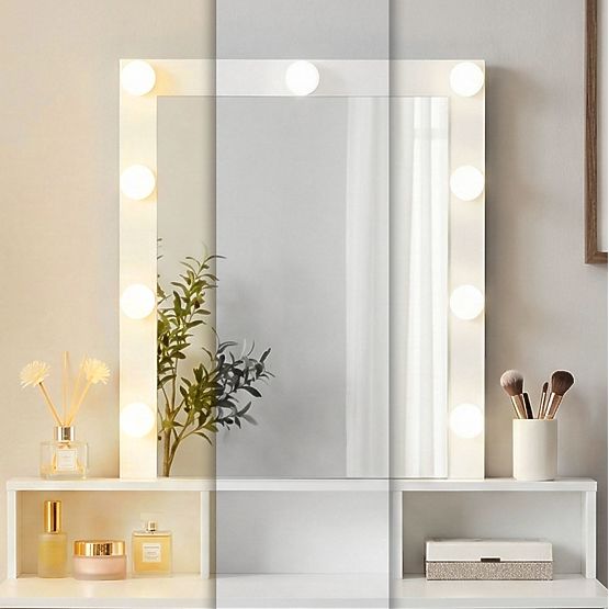 Kosmetický toaletní stolek se zrcadlem a LED osvětlením 3 barvy nastavení jasu ModernHome
