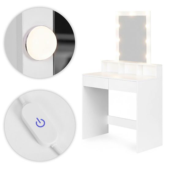 Kosmetický toaletní stolek se zrcadlem a LED osvětlením 3 barvy nastavení jasu ModernHome