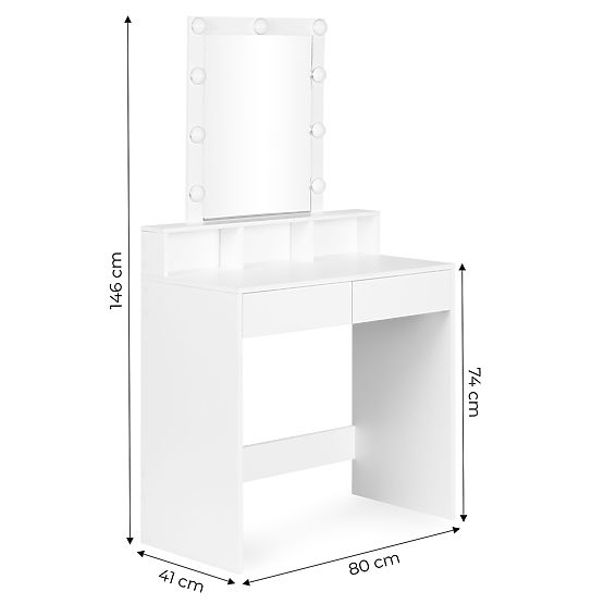 Kosmetický toaletní stolek se zrcadlem a LED osvětlením 3 barvy nastavení jasu ModernHome