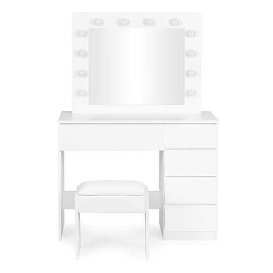 Kosmetický toaletní stolek se zrcadlem a osvětlením 5 zásuvek taburet ModernHome