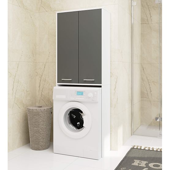 KOUPELNA FIN 180 SLOUPEK PRAČKA PLNÉ 2D - BÍLÁ / ŠEDÁ