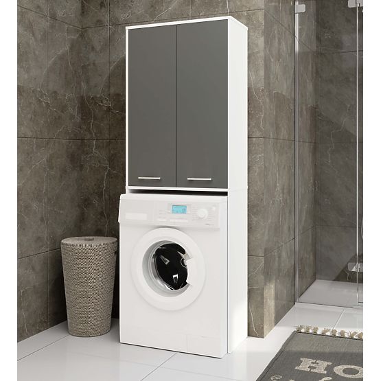 KOUPELNA FIN 180 SLOUPEK PRAČKA PLNÉ 2D - BÍLÁ / ŠEDÁ