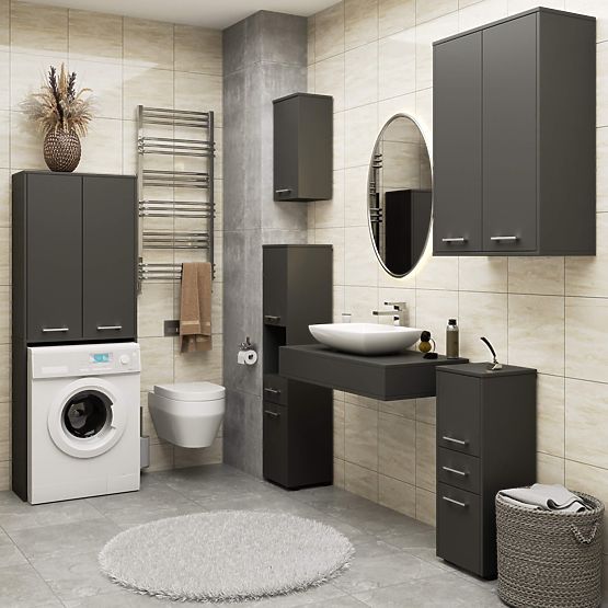 KOUPELNA FIN 180 SLOUPEK PRAČKA PLNÉ 2D - ŠEDÁ