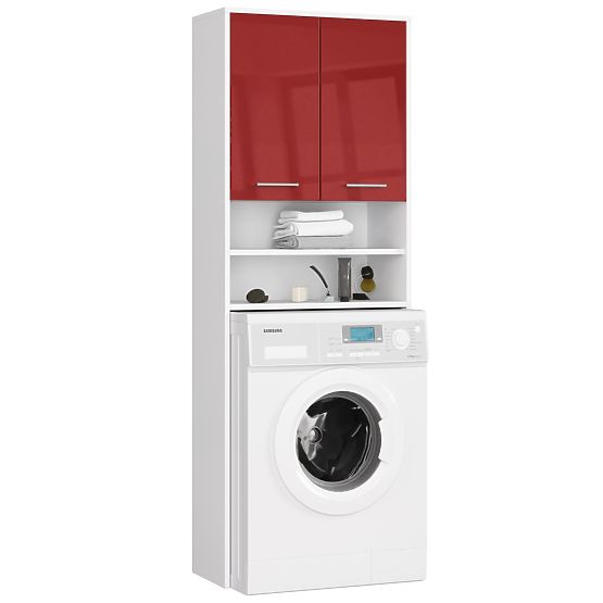 KOUPELNA POLICE FIN NAD PRAČKU BÍLÁ / ČERVENÝ LESK