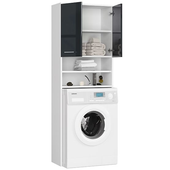 KOUPELNA REGÁL FIN NAD PRAČKU BÍLÝ / GRAFIT LESK