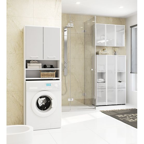 KOUPELNA REGÁL FIN NAD PRAČKU BÍLÝ / METALICKÝ LESK