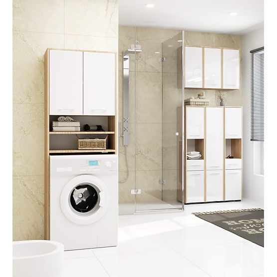 KOUPELNA REGÁL FIN NAD PRAČKU DUB SONOMA / BÍLÝ LESK