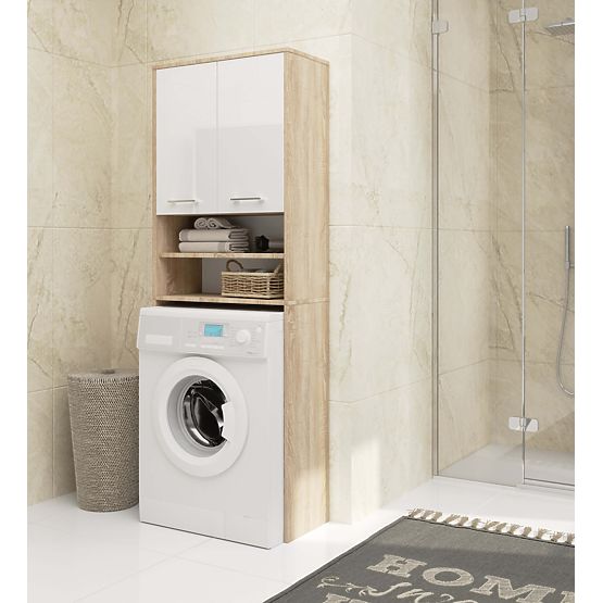 KOUPELNA REGÁL FIN NAD PRAČKU DUB SONOMA / BÍLÝ LESK