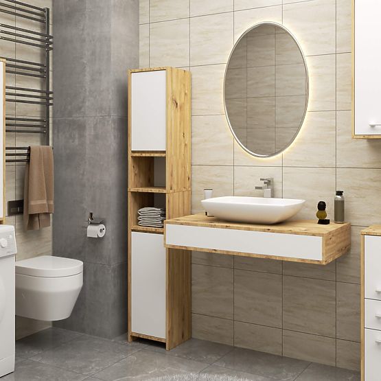 KOUPELNA REGÁL FIN SLOUPEK 30 2D 140cm ARTISAN / BÍLÁ