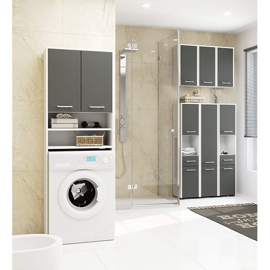 KOUPELNA REGÁL FIN SLOUPEK 30 2D 140cm BÍLÁ / ŠEDÁ