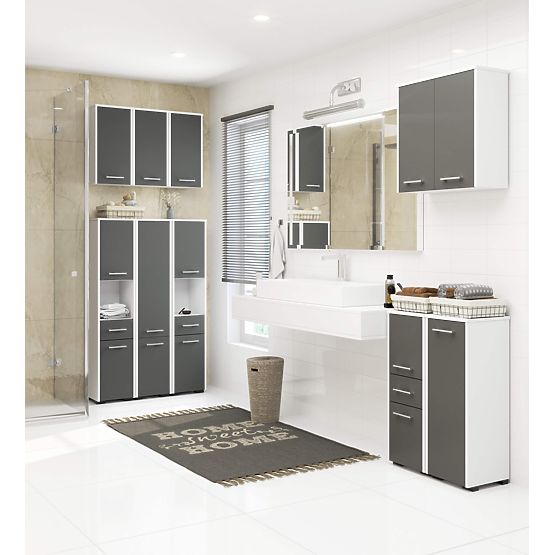 KOUPELNA REGÁL FIN SLOUPEK 30 2D 140cm BÍLÁ / ŠEDÁ