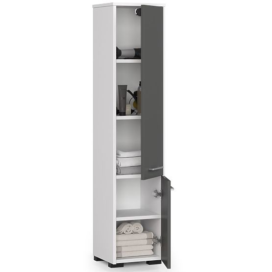 KOUPELNA REGÁL FIN SLOUPEK 30 2D 140cm BÍLÁ / ŠEDÁ