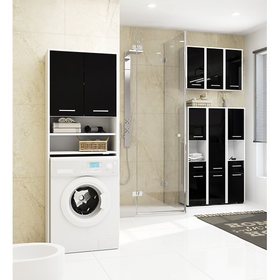 KOUPELNA REGÁL FIN SLOUPEK 30 2D 1SZ 1W 140cm PK ČERNÝ LESK