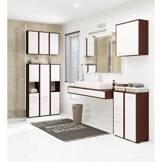 KOUPELNA SKŘÍŇKA FIN NAD PRAČKU WENGE / BÍLÁ