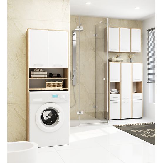 KOUPELNÍ SKŘÍŇKA FIN SLOUPEK 30 2D 1SZ 85cm PK DUB SONOMA / BÍLÁ